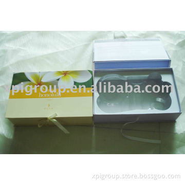 cardboard display bookstyle box with good quality plastic insert tray to pack crystal or glass products